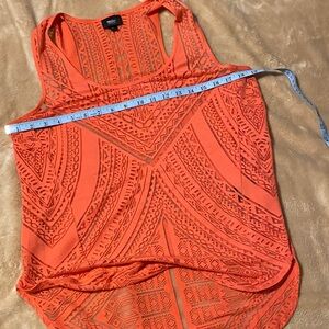 Mossimo sheer Orange Pink Sheer Tank Top Sz M